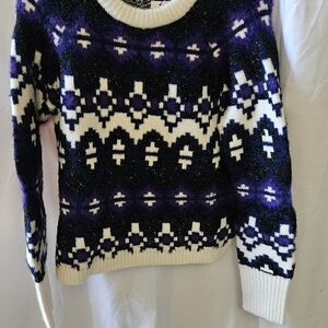 Elegant Purple and White Knit Sweater